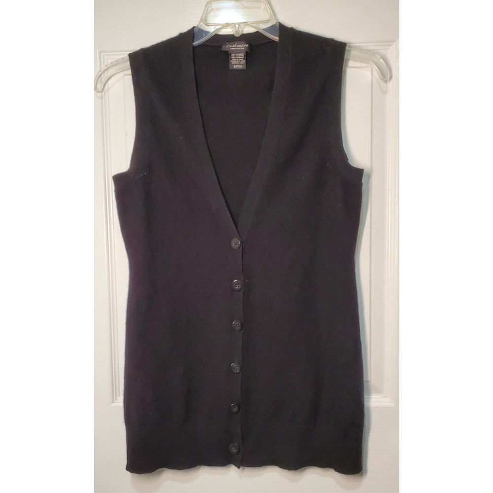 Lord & Taylor 100% Cashmere Sleeveless Cardigan Vest Women’s S Button Front